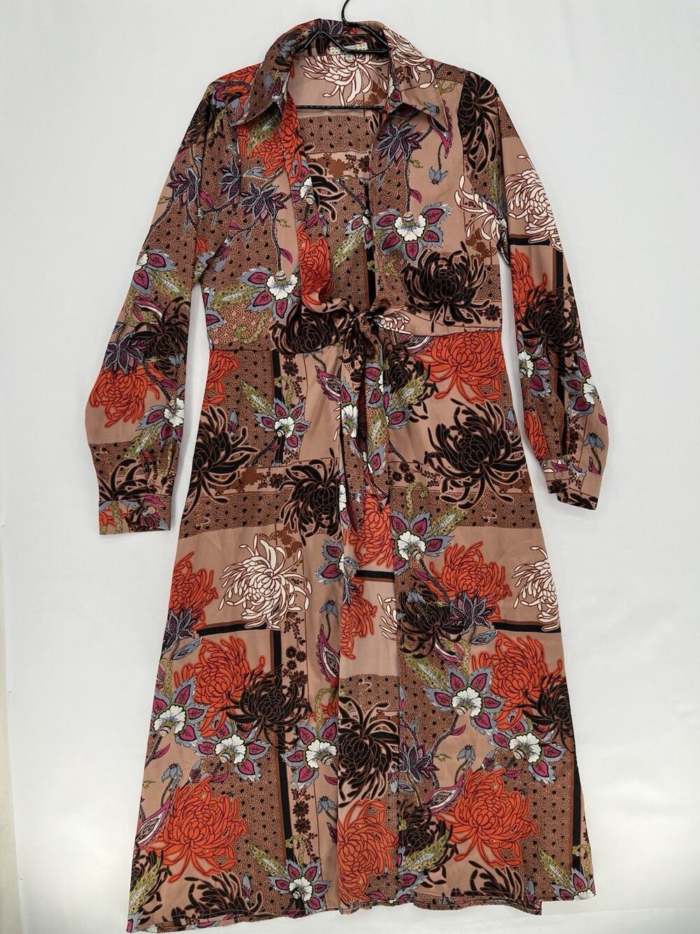 Gimmicks Floral Tie Front Duster Womens Medium Long Sleeve Open Front Boho